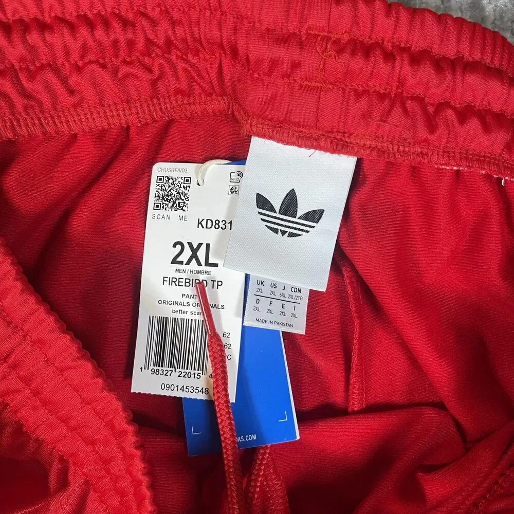 Adidas Originals Firebird Track Suit Mens 2XL Red 3-Stripes Set KD8307 KD8319